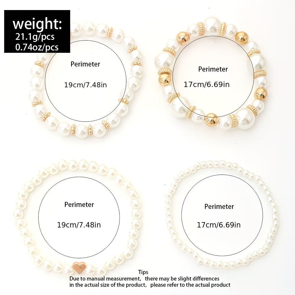 Lot de 4 bracelets en perles superposées
