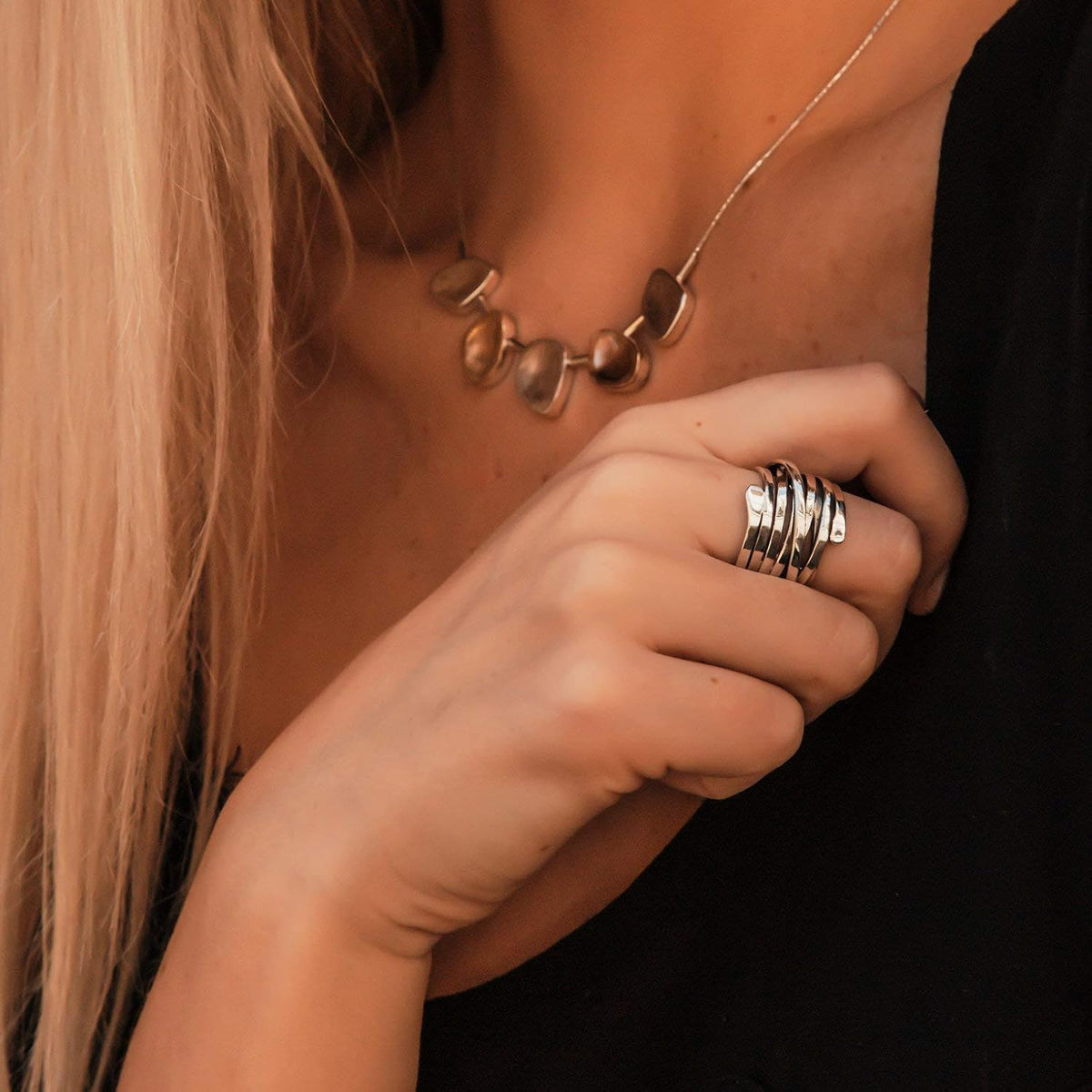 Bliss - Bague en Argent Épais Vintage