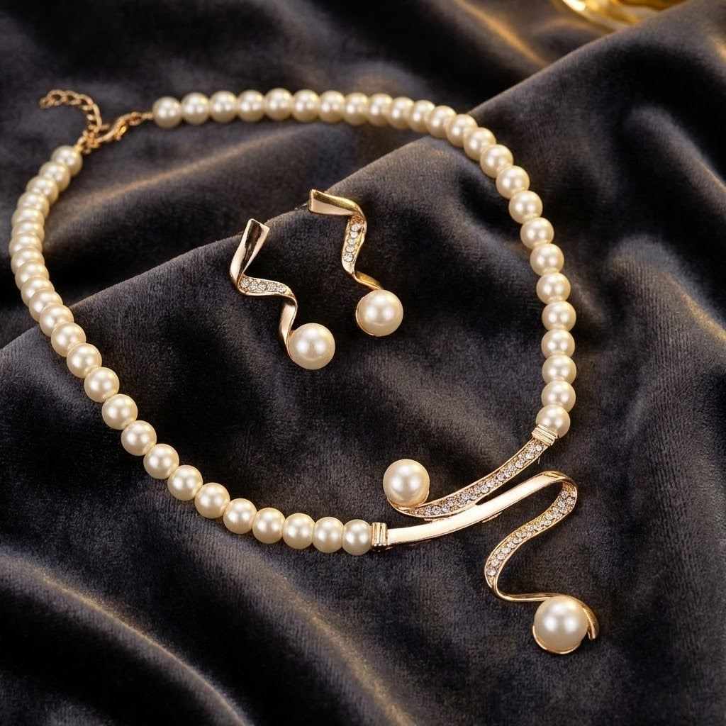 Parure de collier en perles naturelles élégante