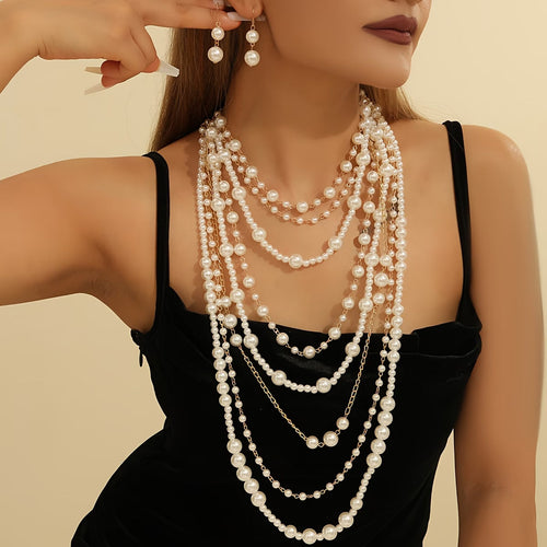 Ensemble de bijoux en perles superposées style bohème