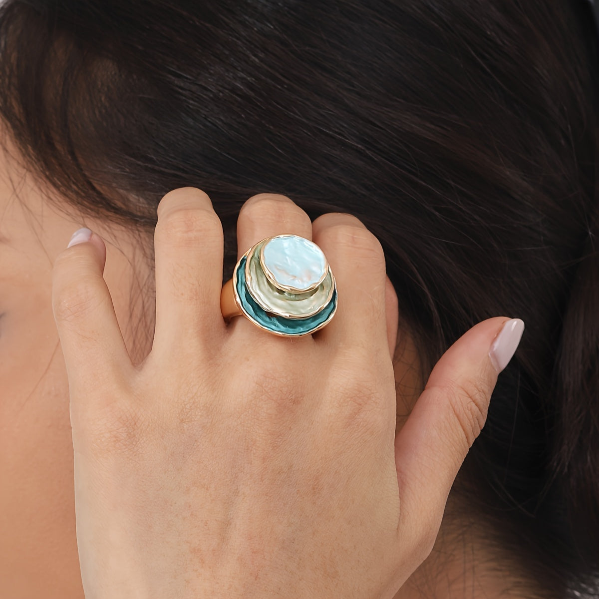 Bague en Émail Boho à Trois Couches
