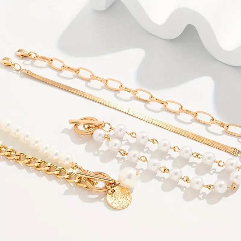 Lot de bracelets en perles superposées luxueux