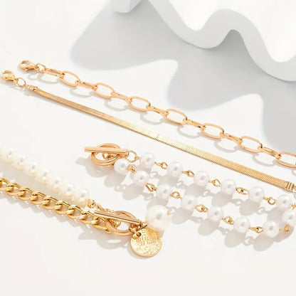 Lot de bracelets en perles superposées luxueux