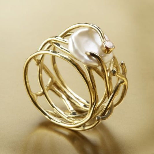 Samira - Bague Fine en Or et Perles