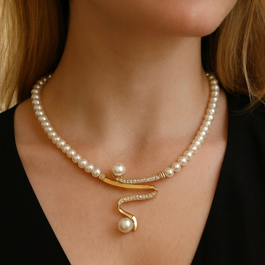 Parure de collier en perles naturelles élégante
