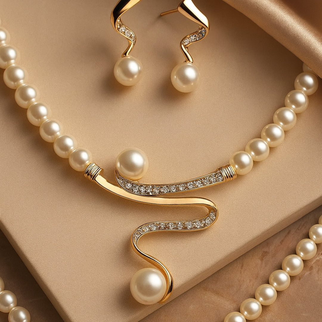 Parure de collier en perles naturelles élégante