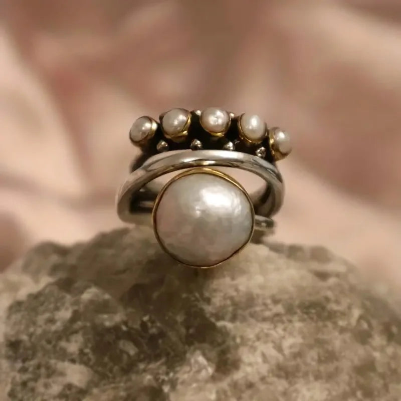 Lot de bagues superposées en perles