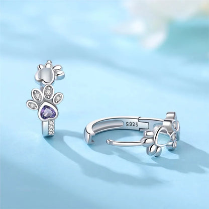 Boucles D'oreilles En Argent Avec Zircone et Pierre Précieuse en Forme de Cœur.