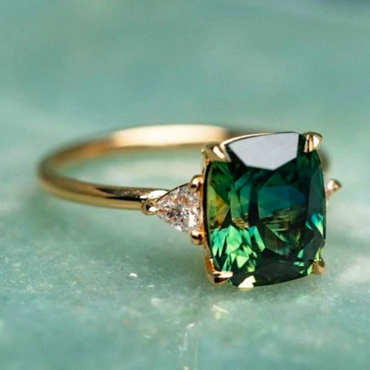 Chance - Bague en Zirconium Vert en Or