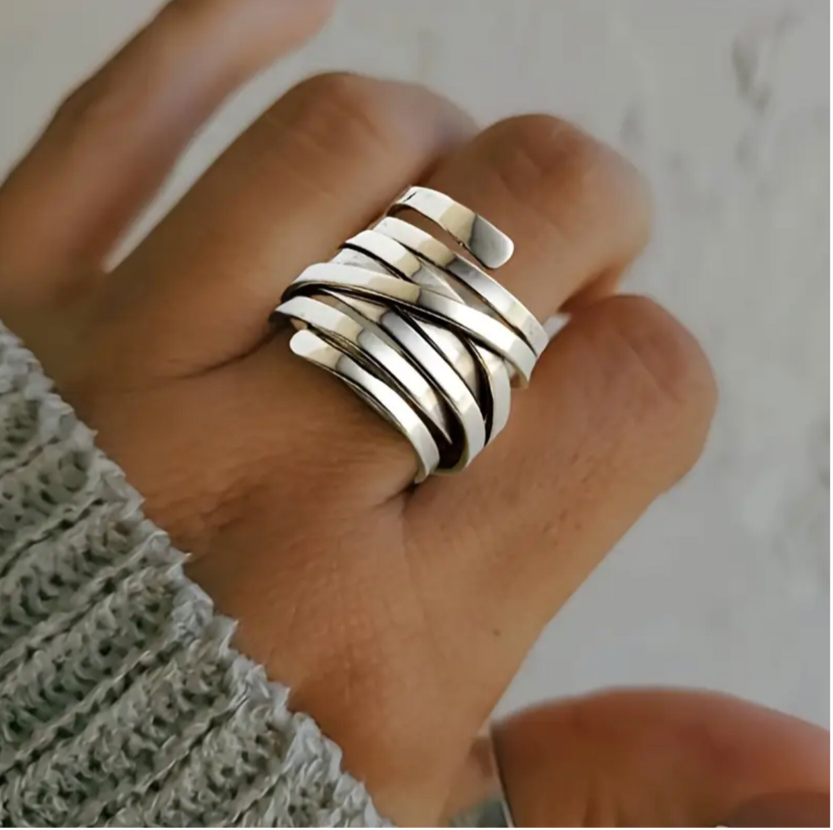 Bliss - Bague en Argent Épais Vintage