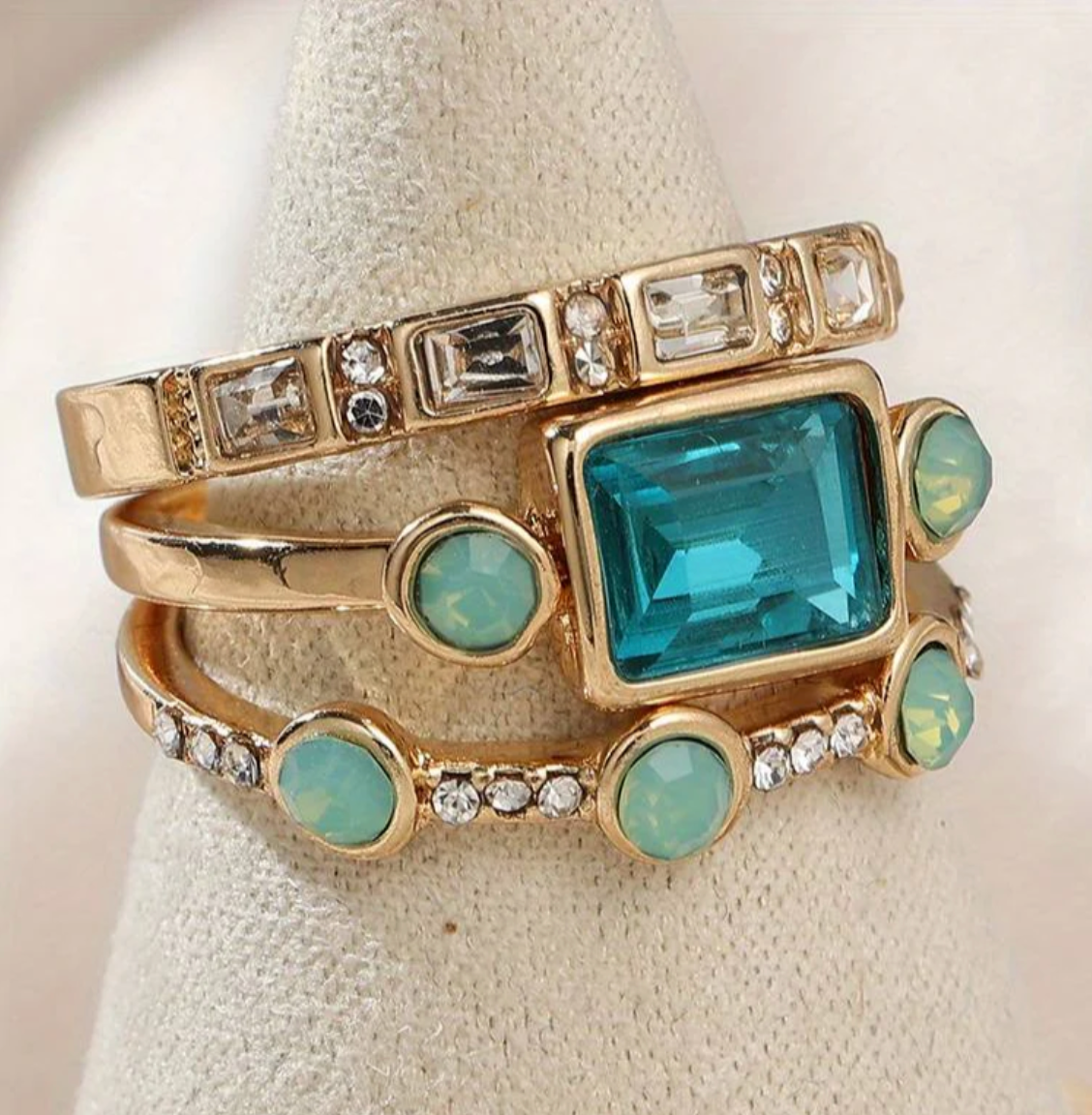 Océan - Ensemble de Bagues en Cristal Vintage