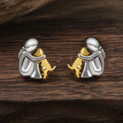 Boucles D'oreilles Câlin Avec Chien