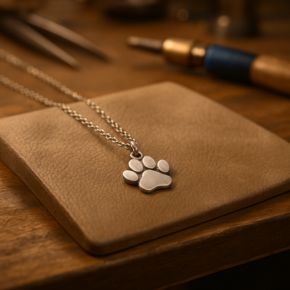 Pendentif Élégant en Argent Avec Empreinte De Patte
