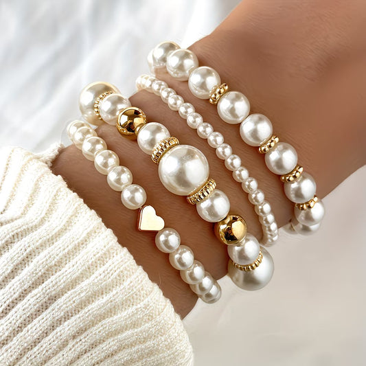 Lot de 4 bracelets en perles superposées