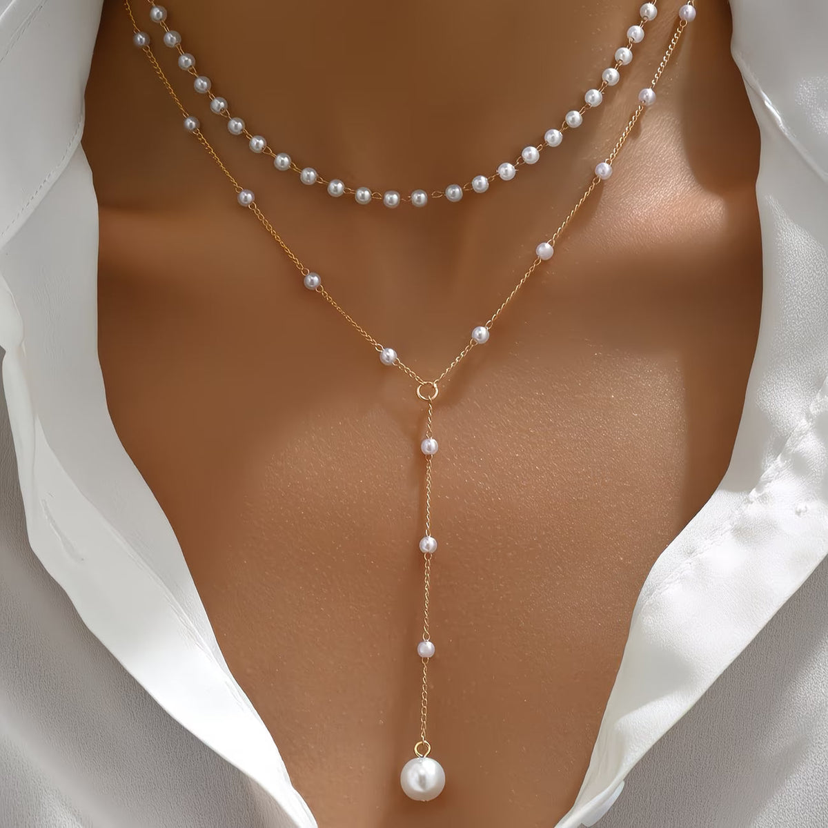 Collier de perles en rang gradué