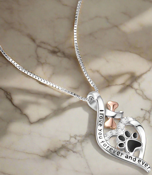 Collier Porte-Bonheur Avec Symbole Cœur, Os et Infini