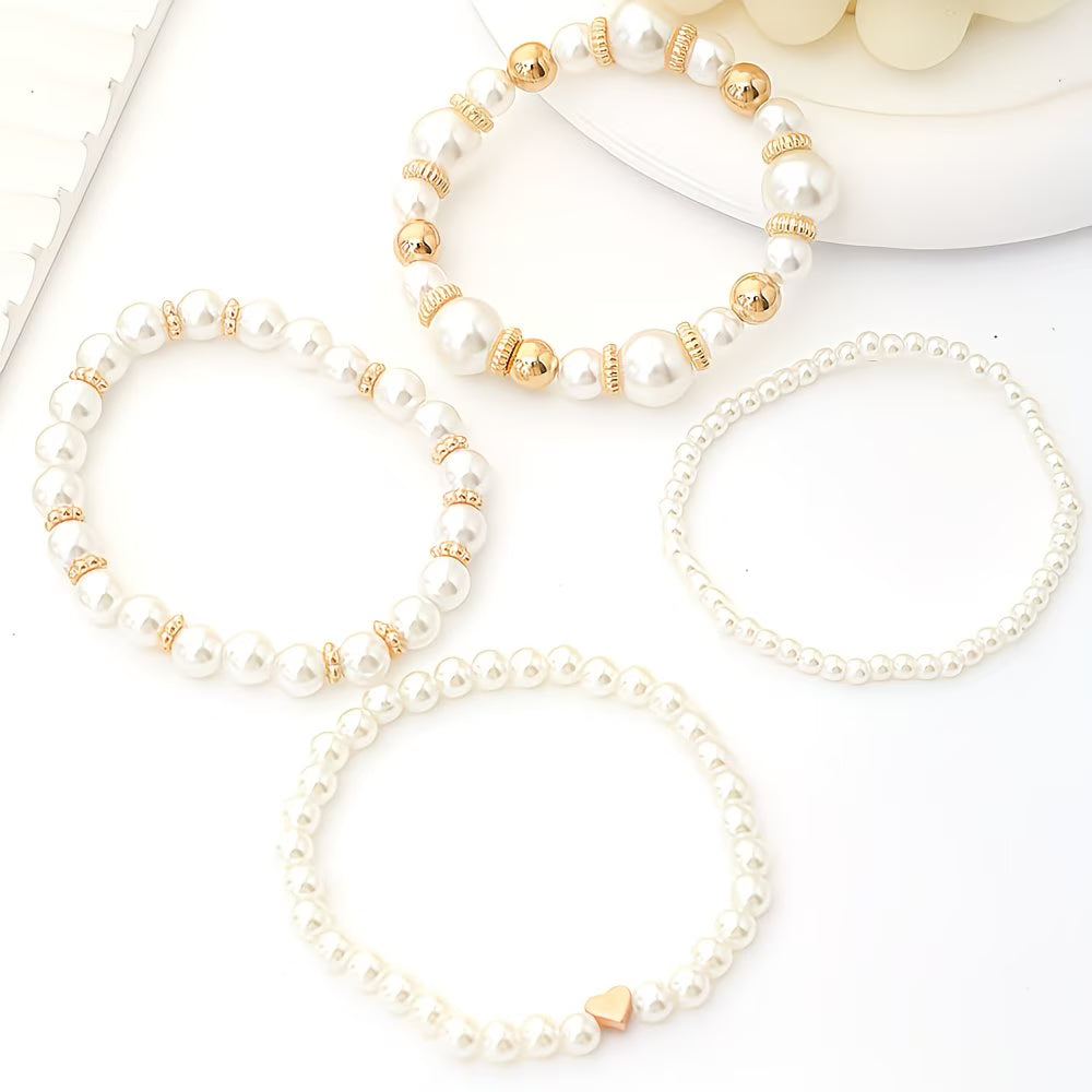 Lot de 4 bracelets en perles superposées