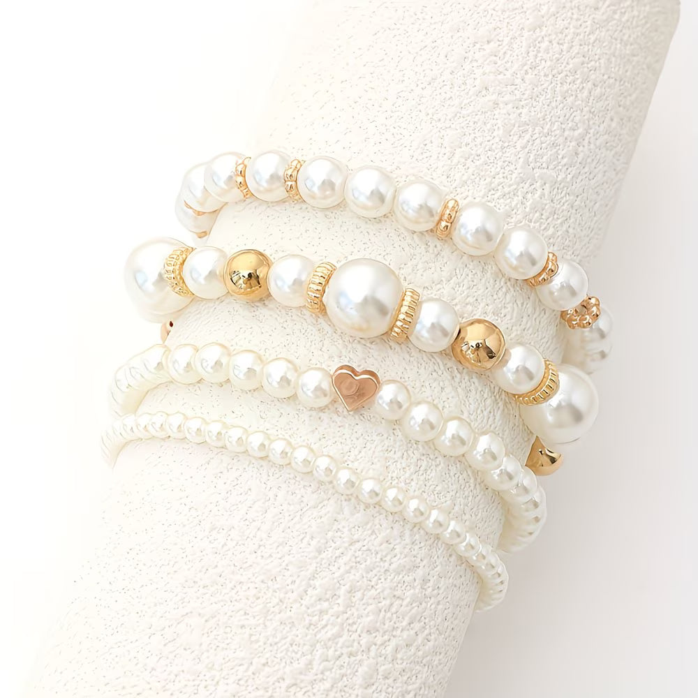 Lot de 4 bracelets en perles superposées