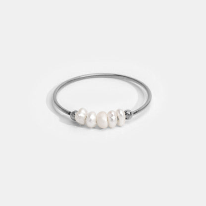 Bague en argent avec perles d'eau douce classiques