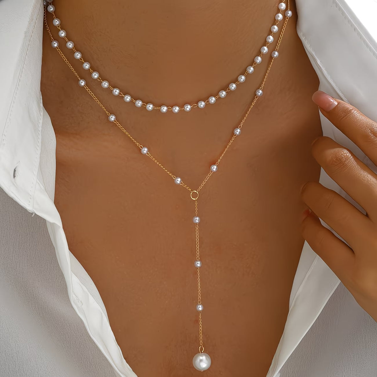 Collier de perles en rang gradué