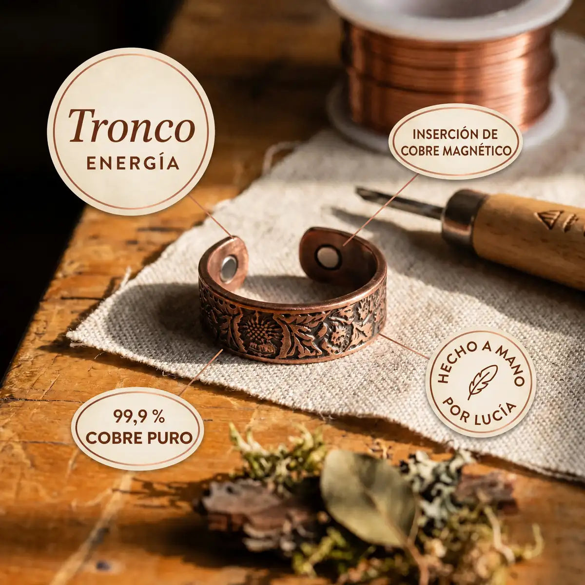 Anillo de cobre Tronco