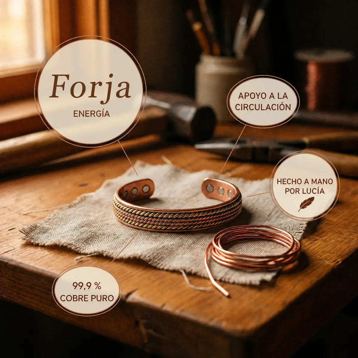 Pulsera de cobre Forja