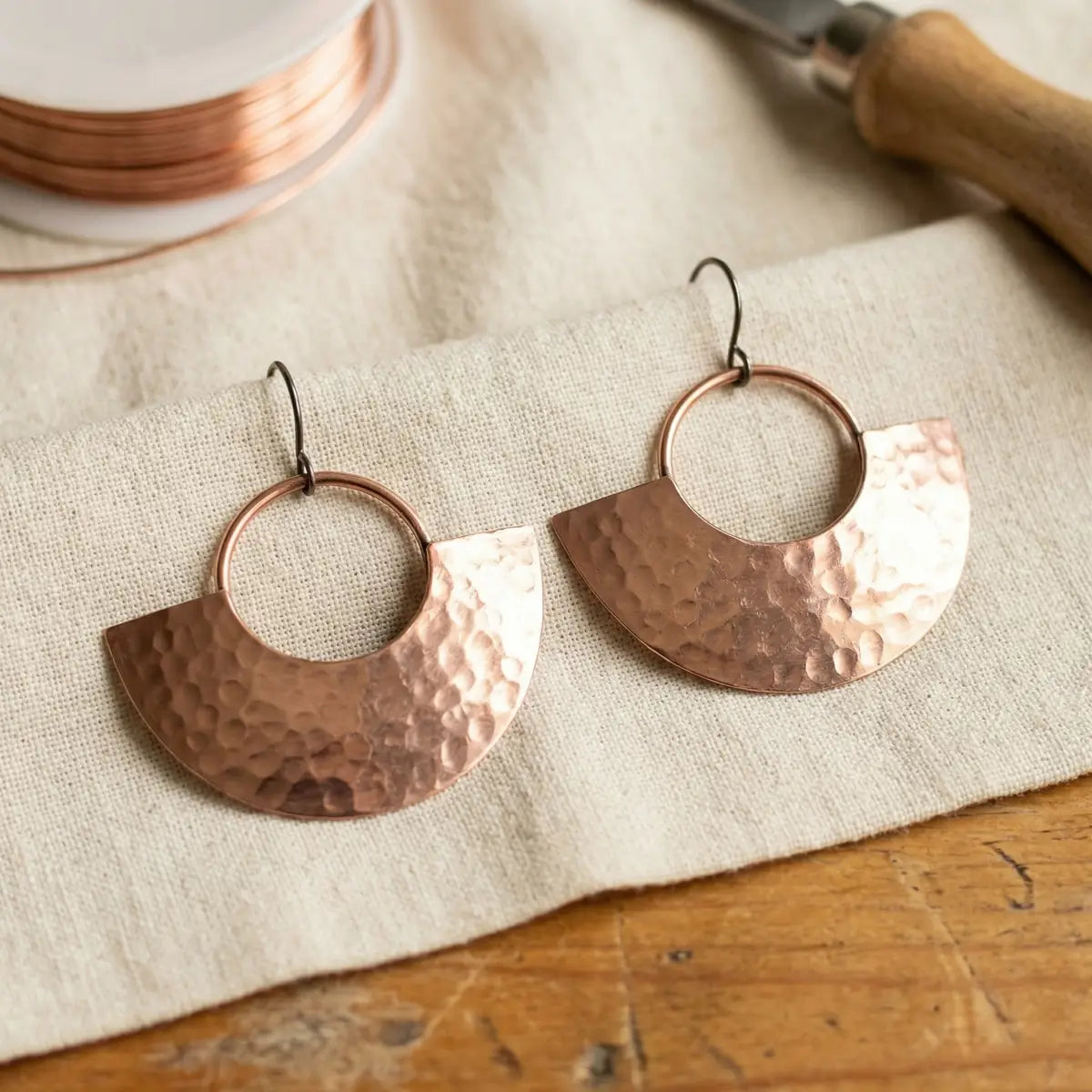 Pendientes de cobre Sol