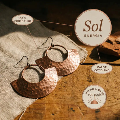 Pendientes de cobre Sol