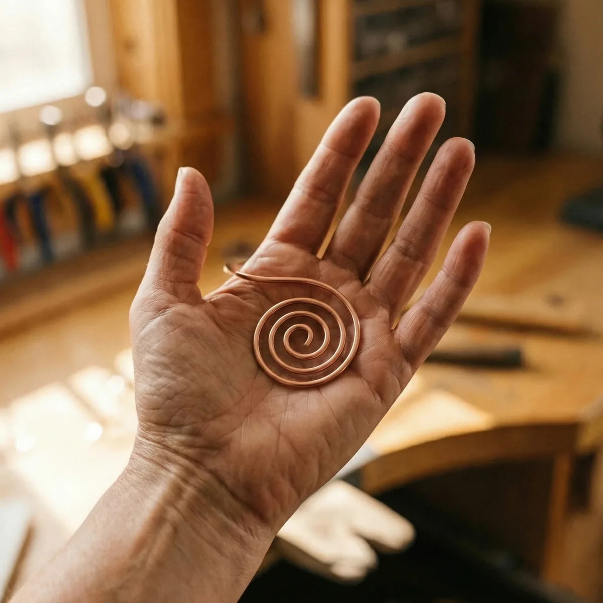 Espiral de mano de cobre Flujo