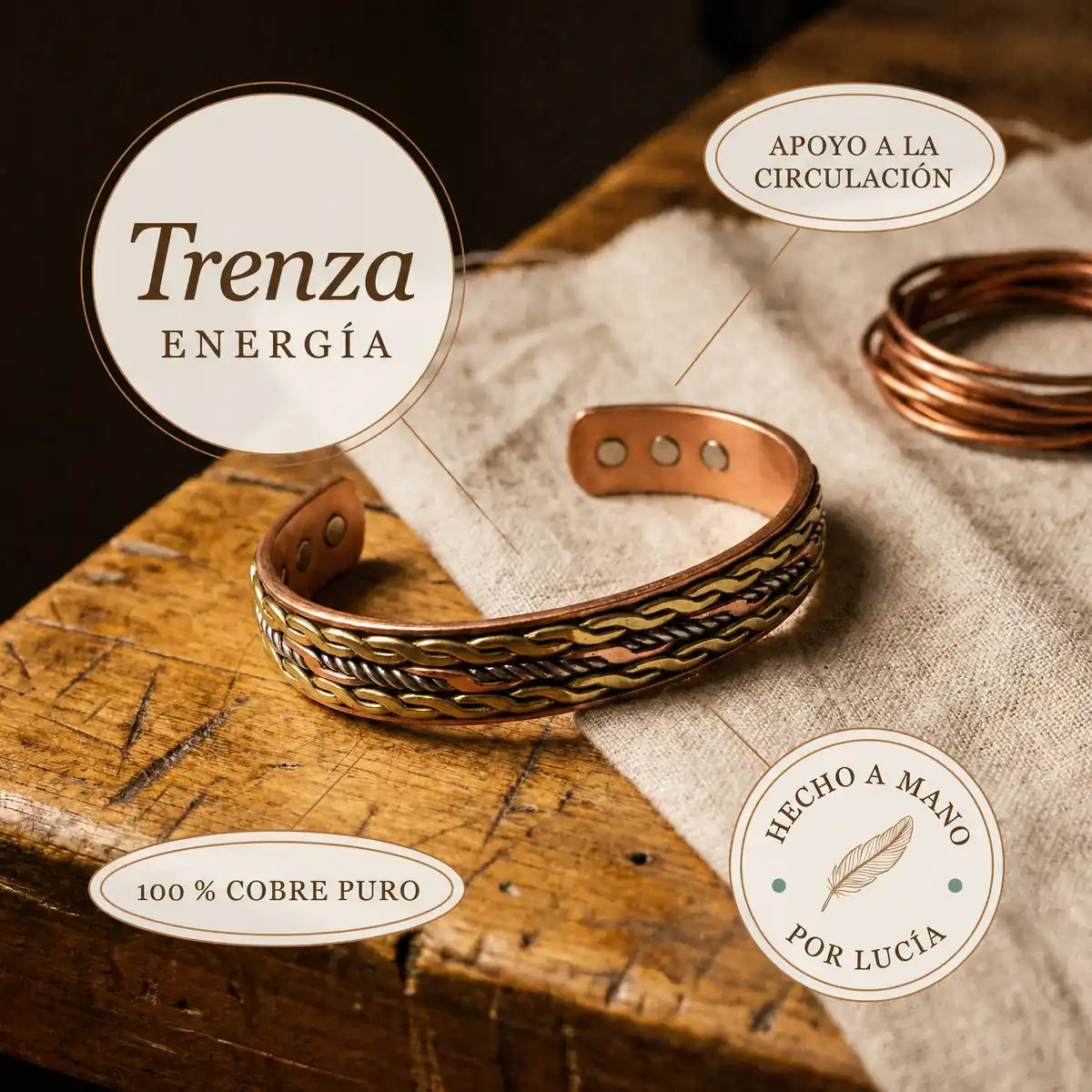 Pulsera de cobre Trenza