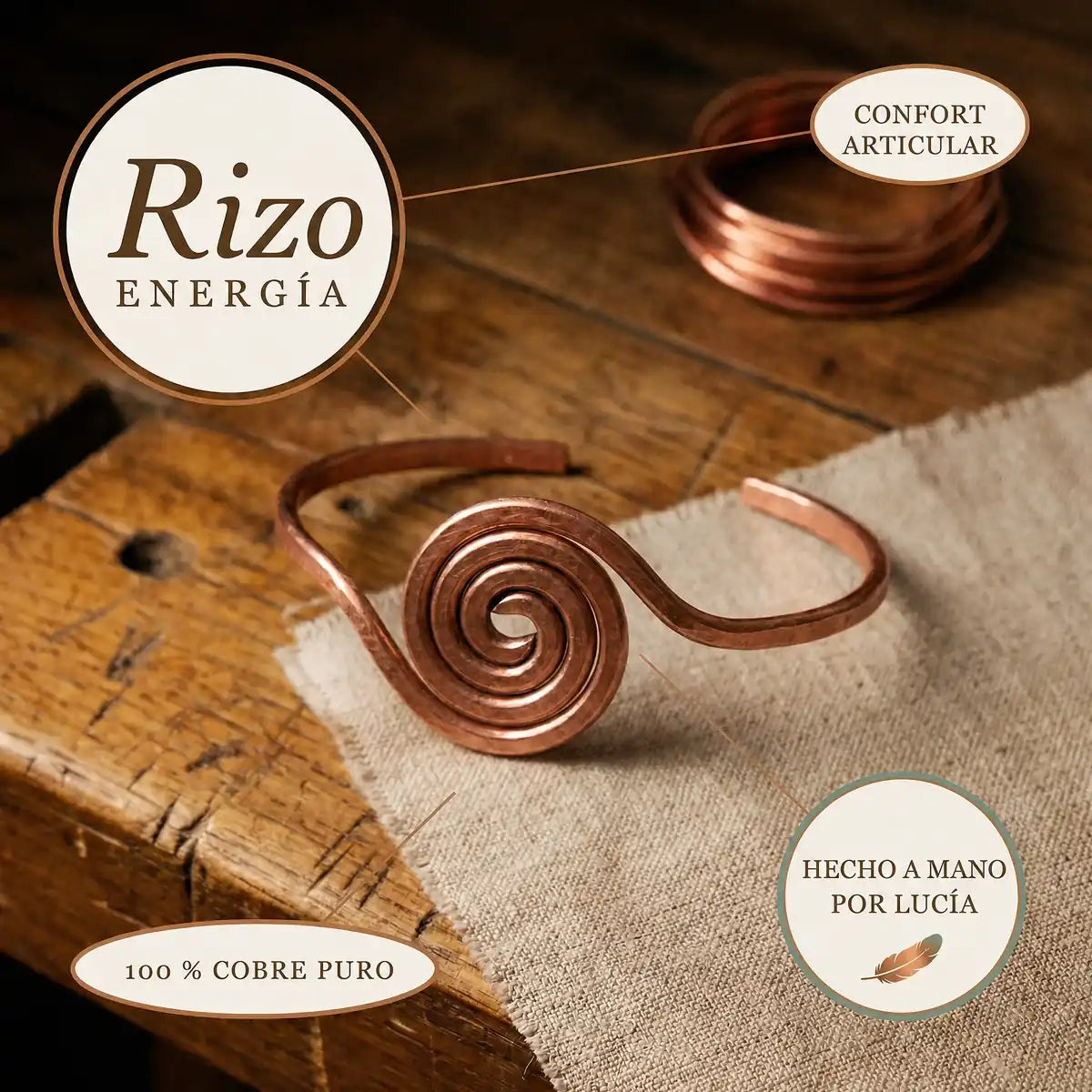 Tobillera de cobre Rizo