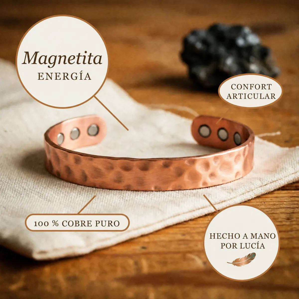 Pulsera de cobre Magnetita