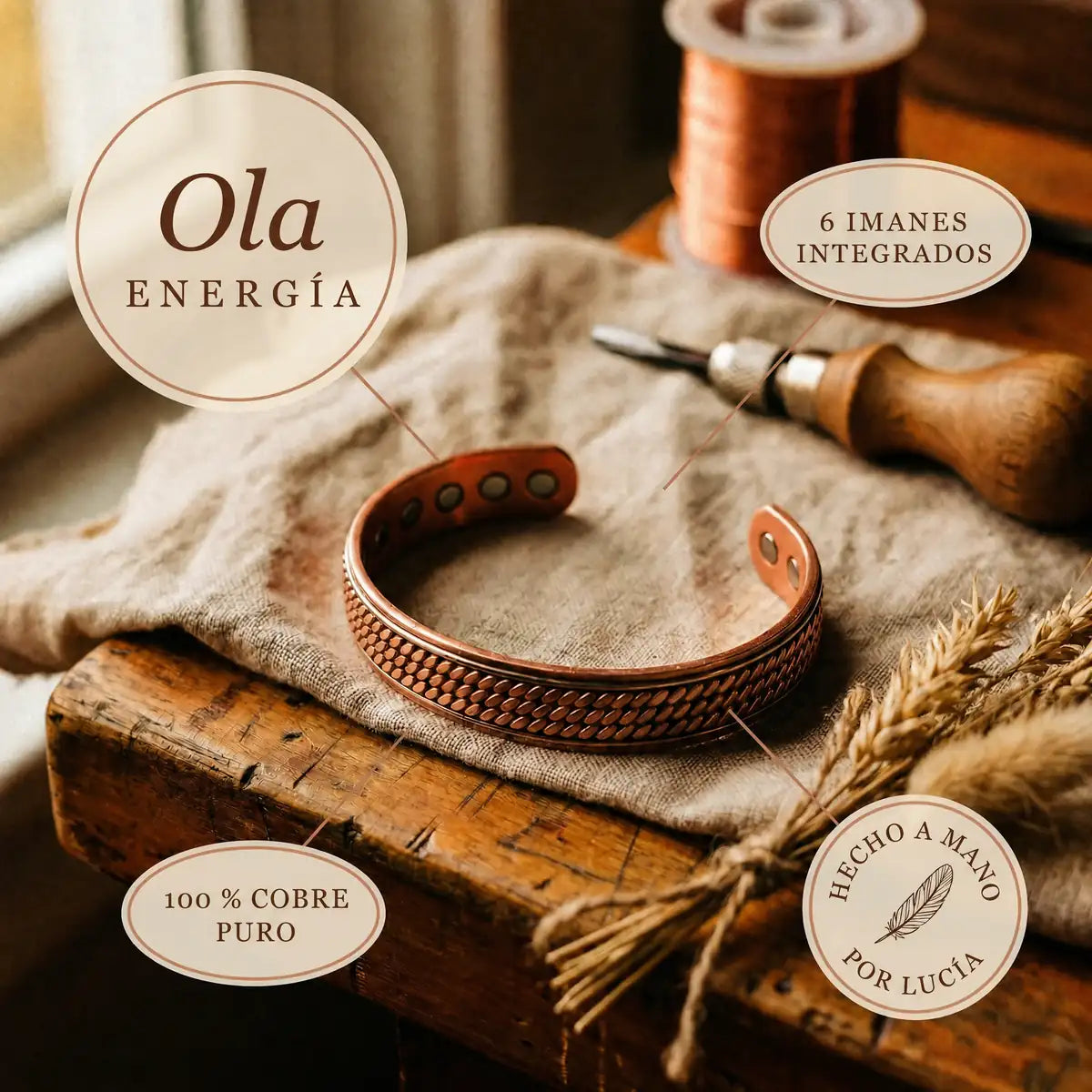 Pulsera de cobre Ola