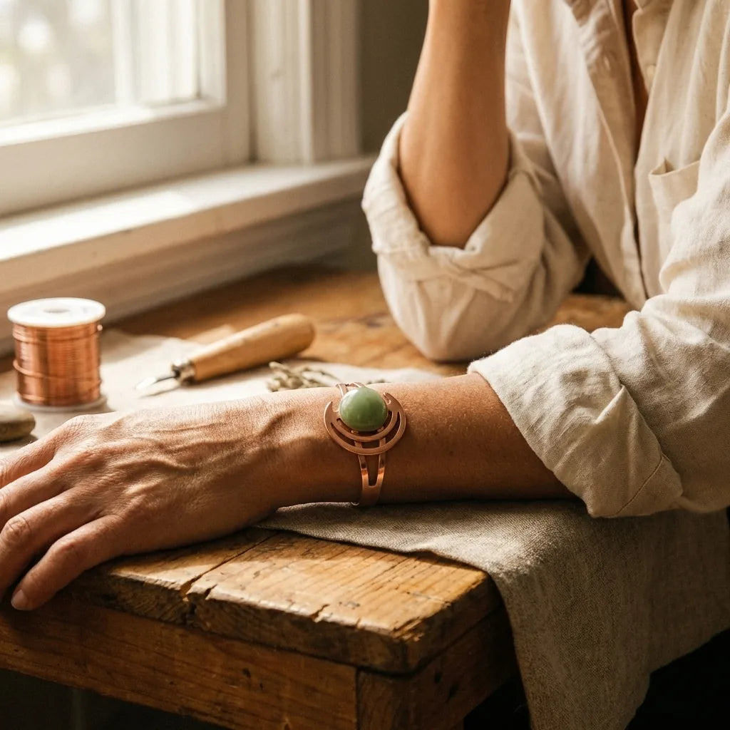 Pulsera de cobre Esfera verde