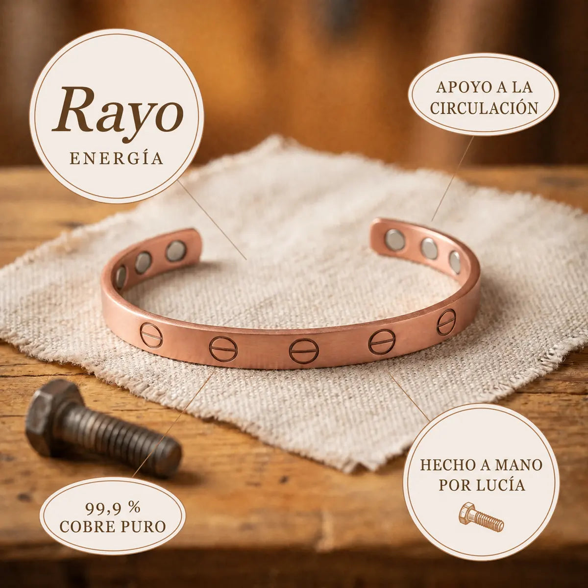 Pulsera de cobre Rayo