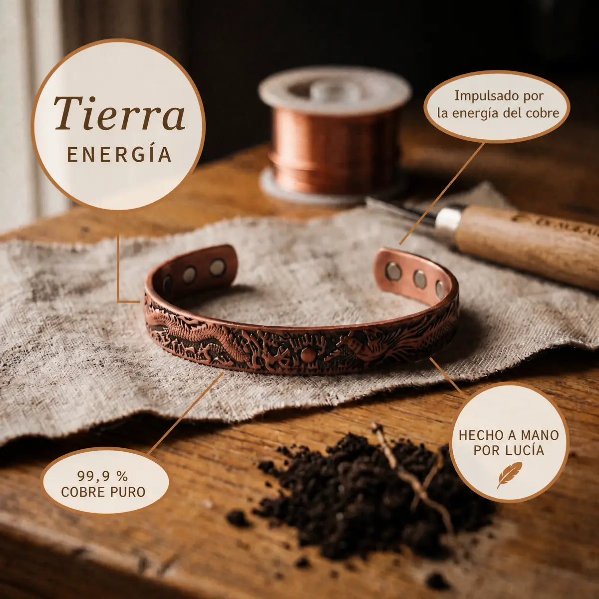 Pulsera de cobre Tierra