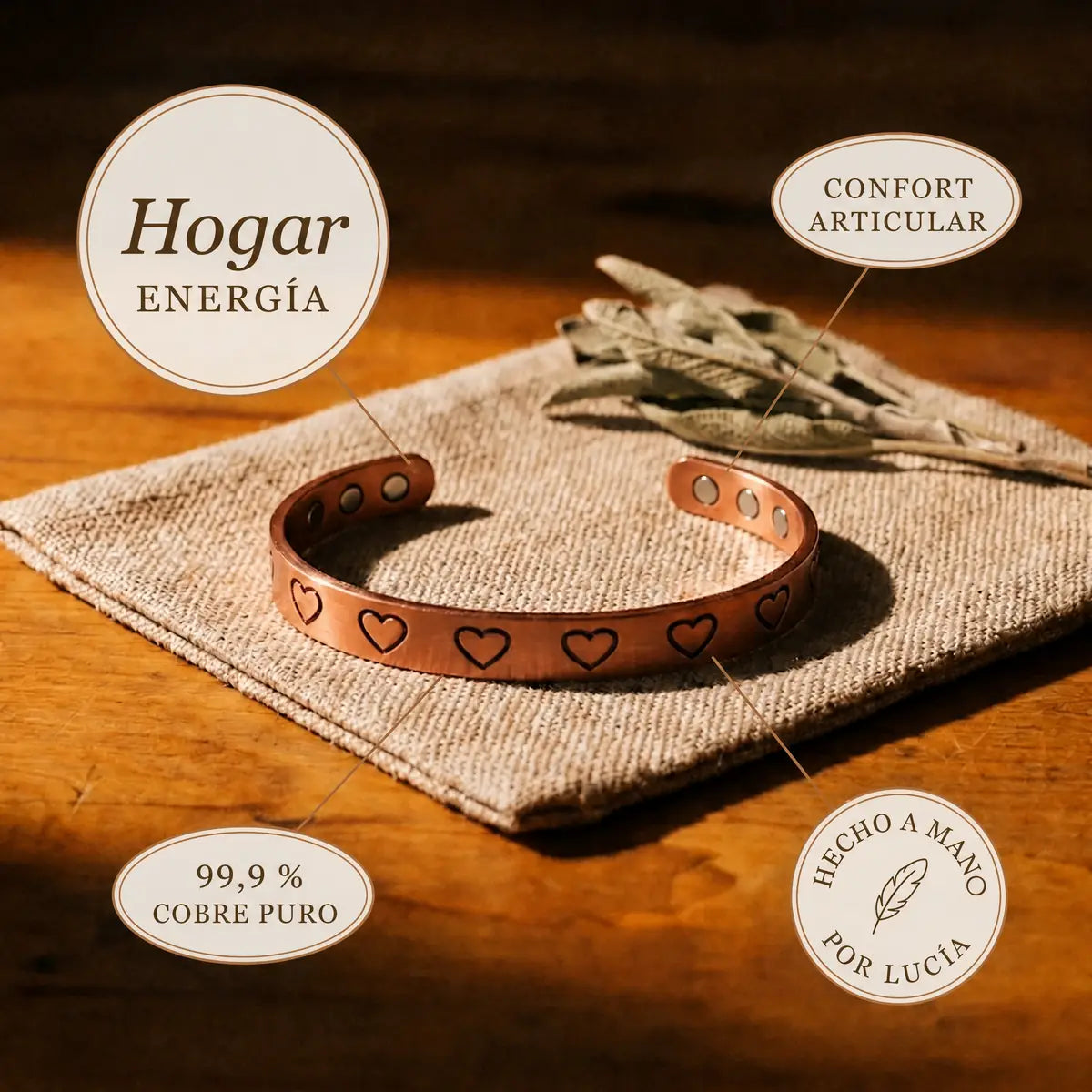 Pulsera de cobre Hogar