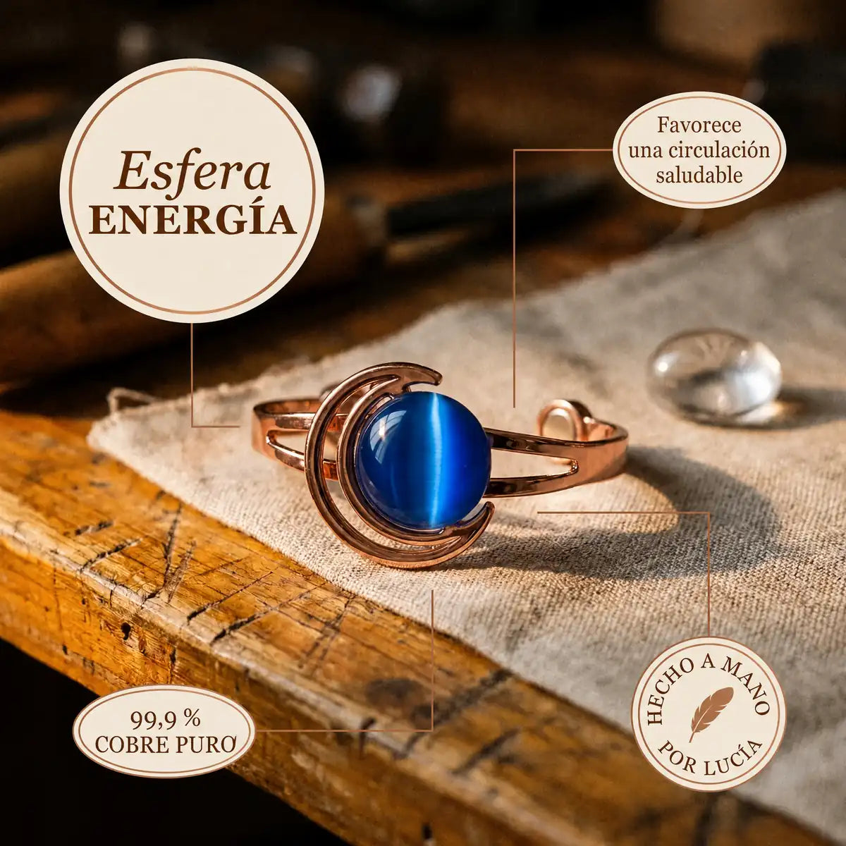 Pulsera de cobre Esfera