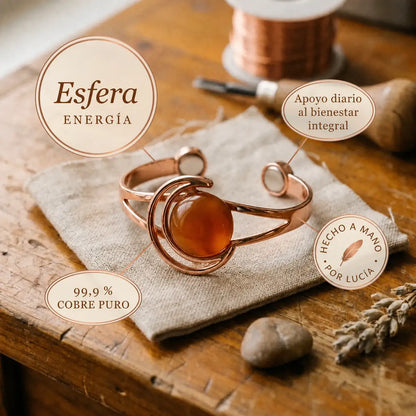 Pulsera de cobre Esfera naranja