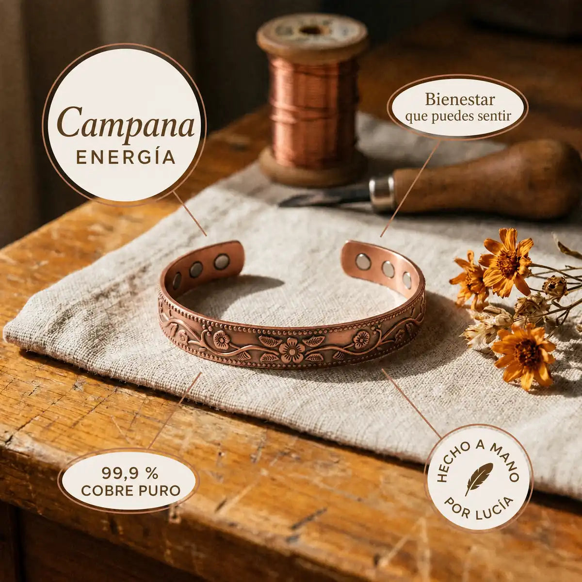 Pulsera de cobre Campana