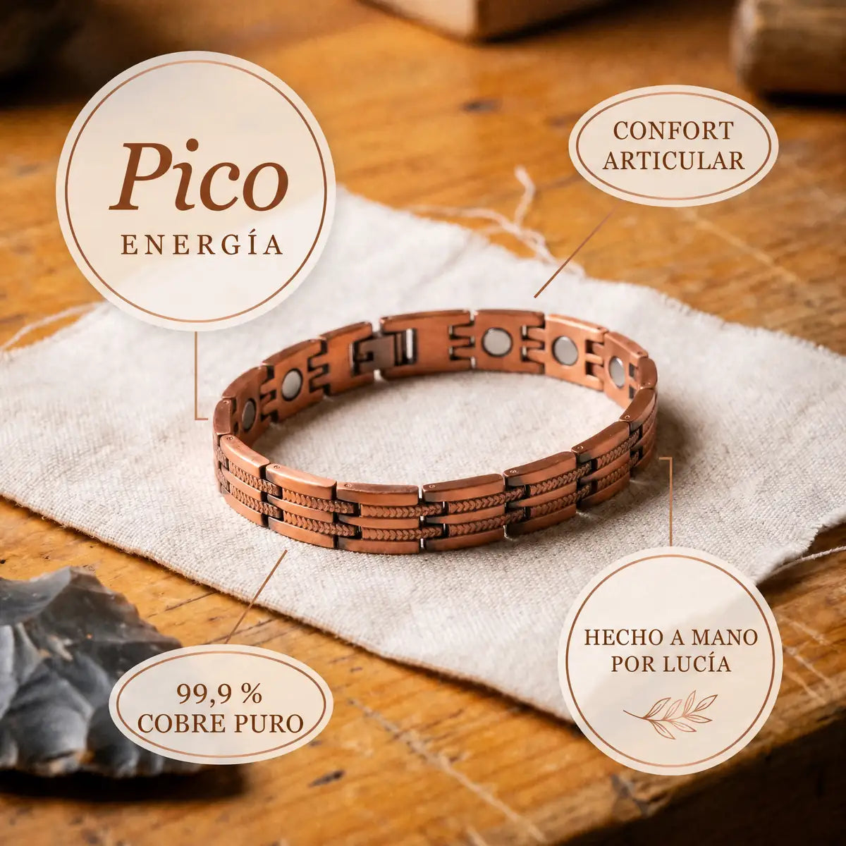 Pulsera de cobre Pico para hombre