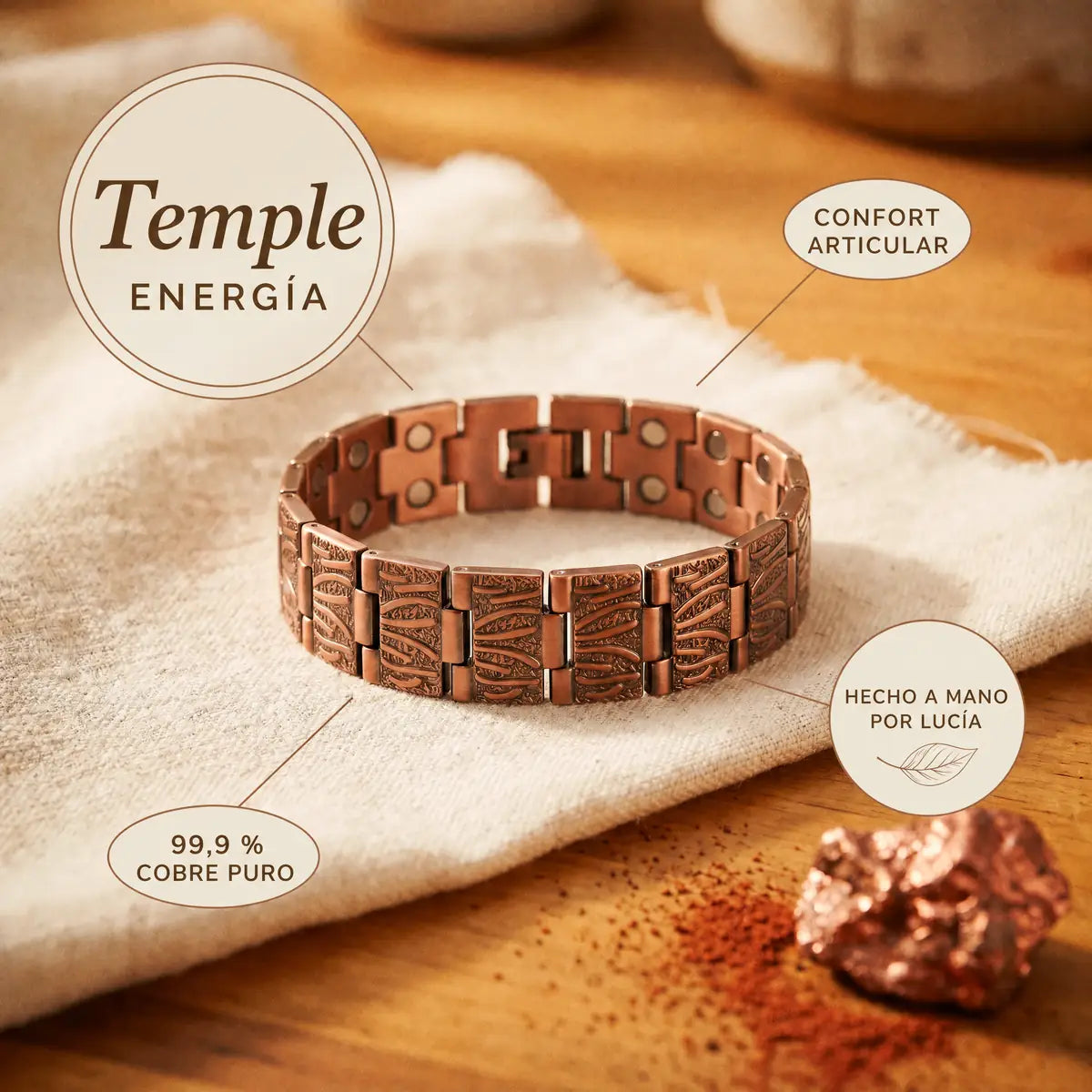 Pulsera de cobre Temple para hombre