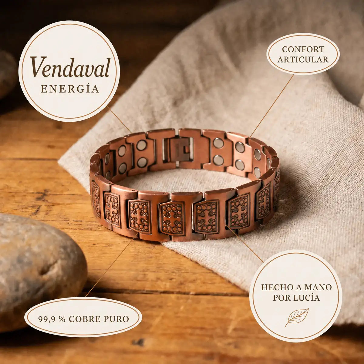 Pulsera de cobre Vendaval para hombre