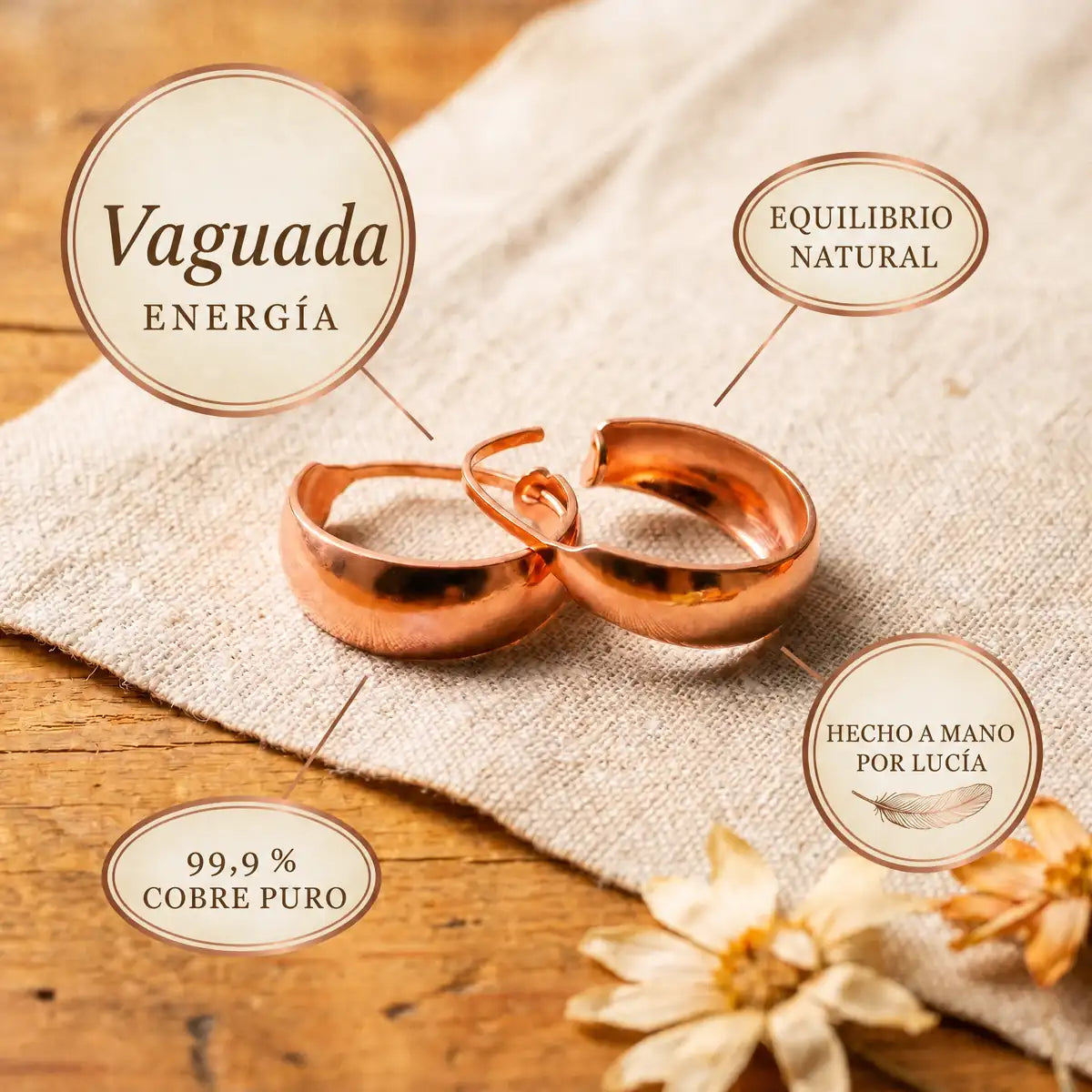 Pendientes de cobre Vaguada