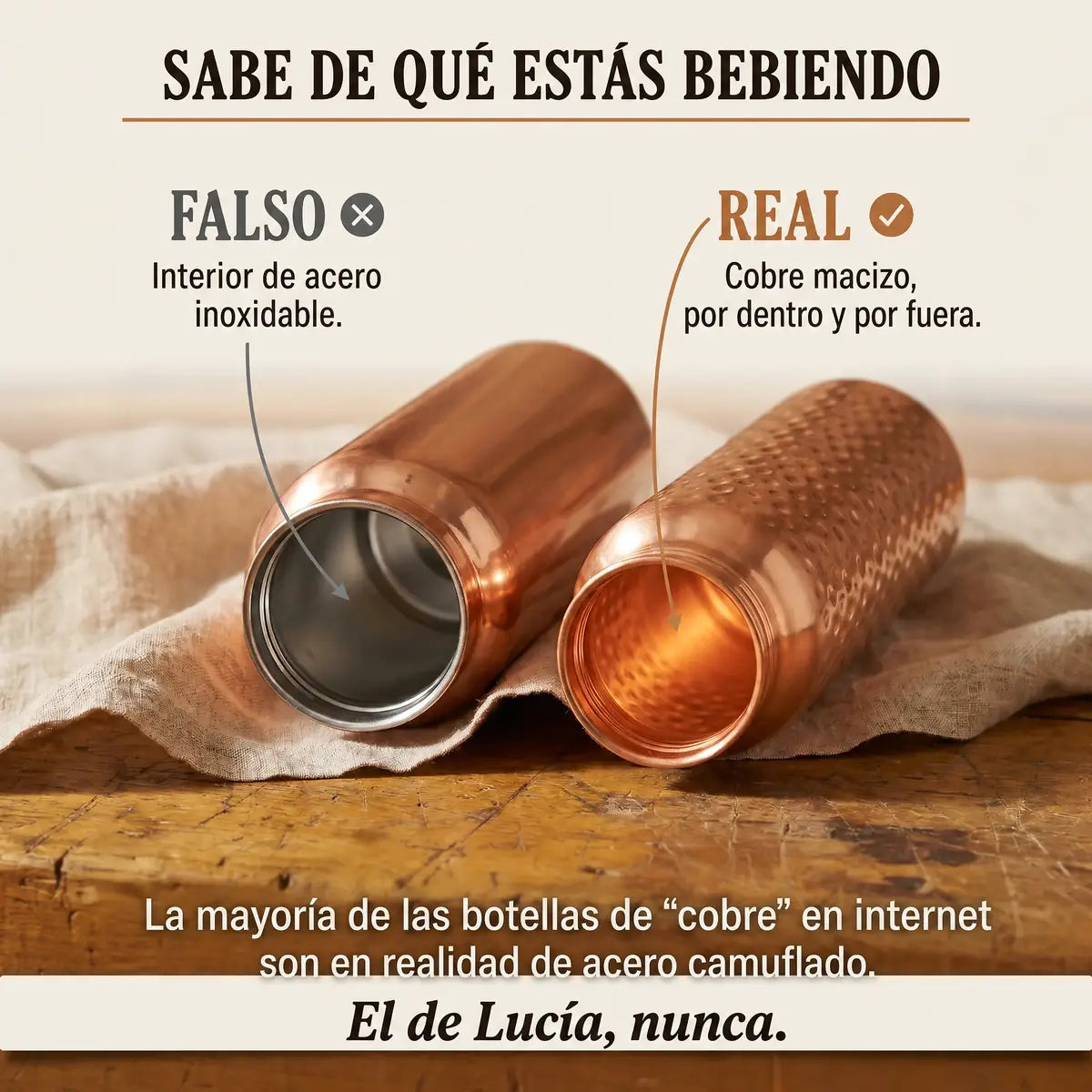 Botella de agua de cobre puro