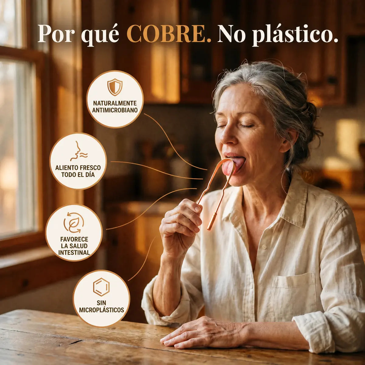 Limpiador de lengua de cobre puro