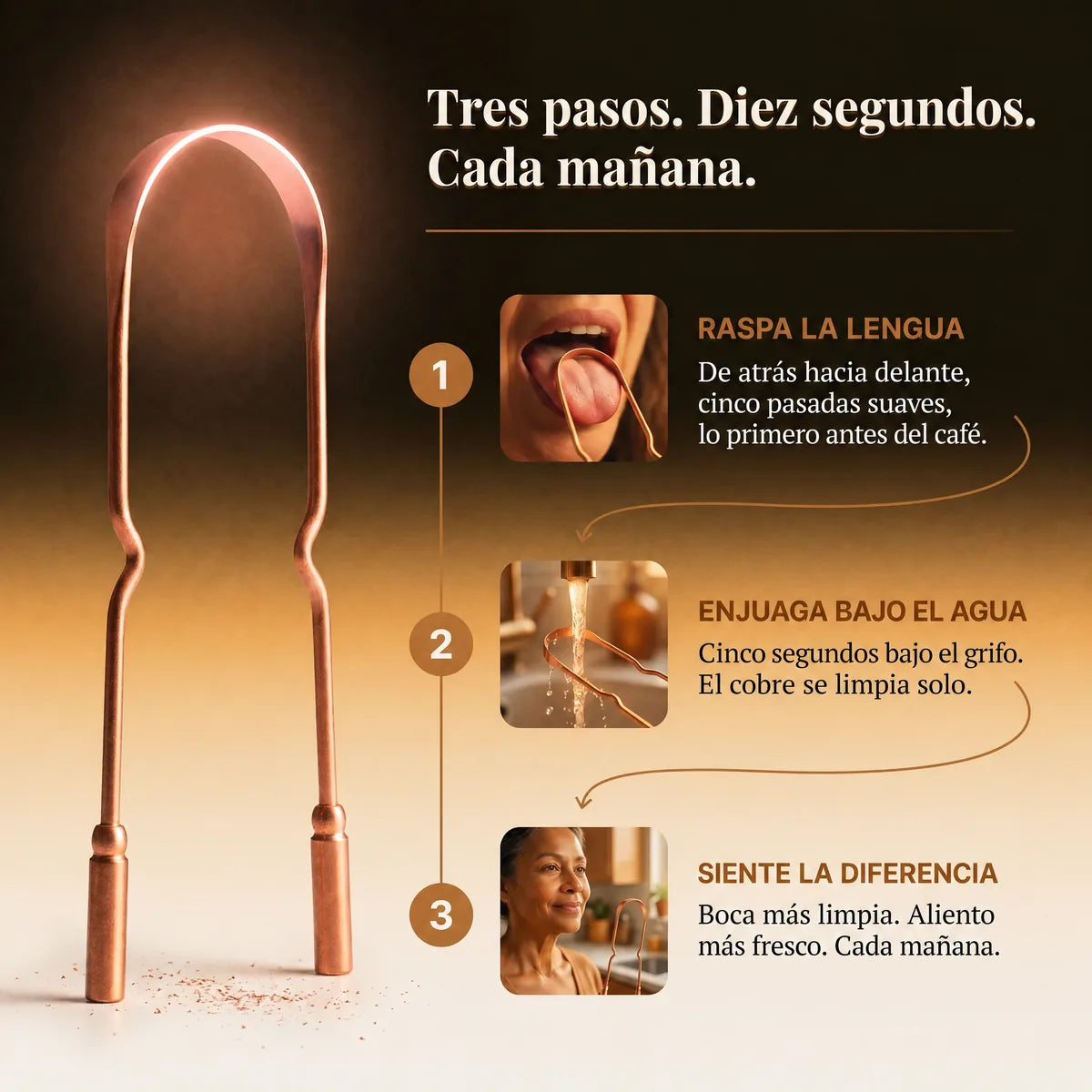 Limpiador de lengua de cobre puro