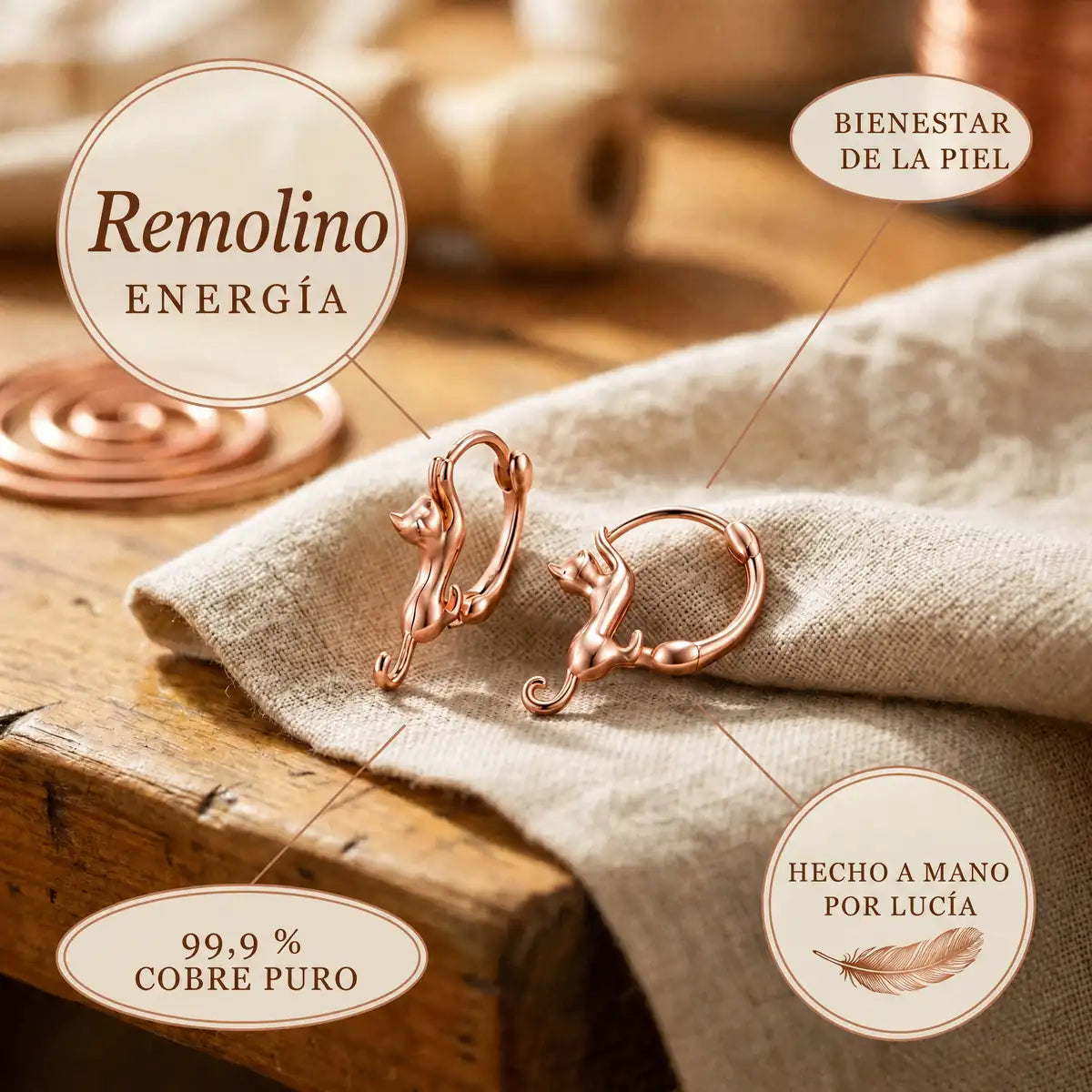 Pendientes de cobre Remolino