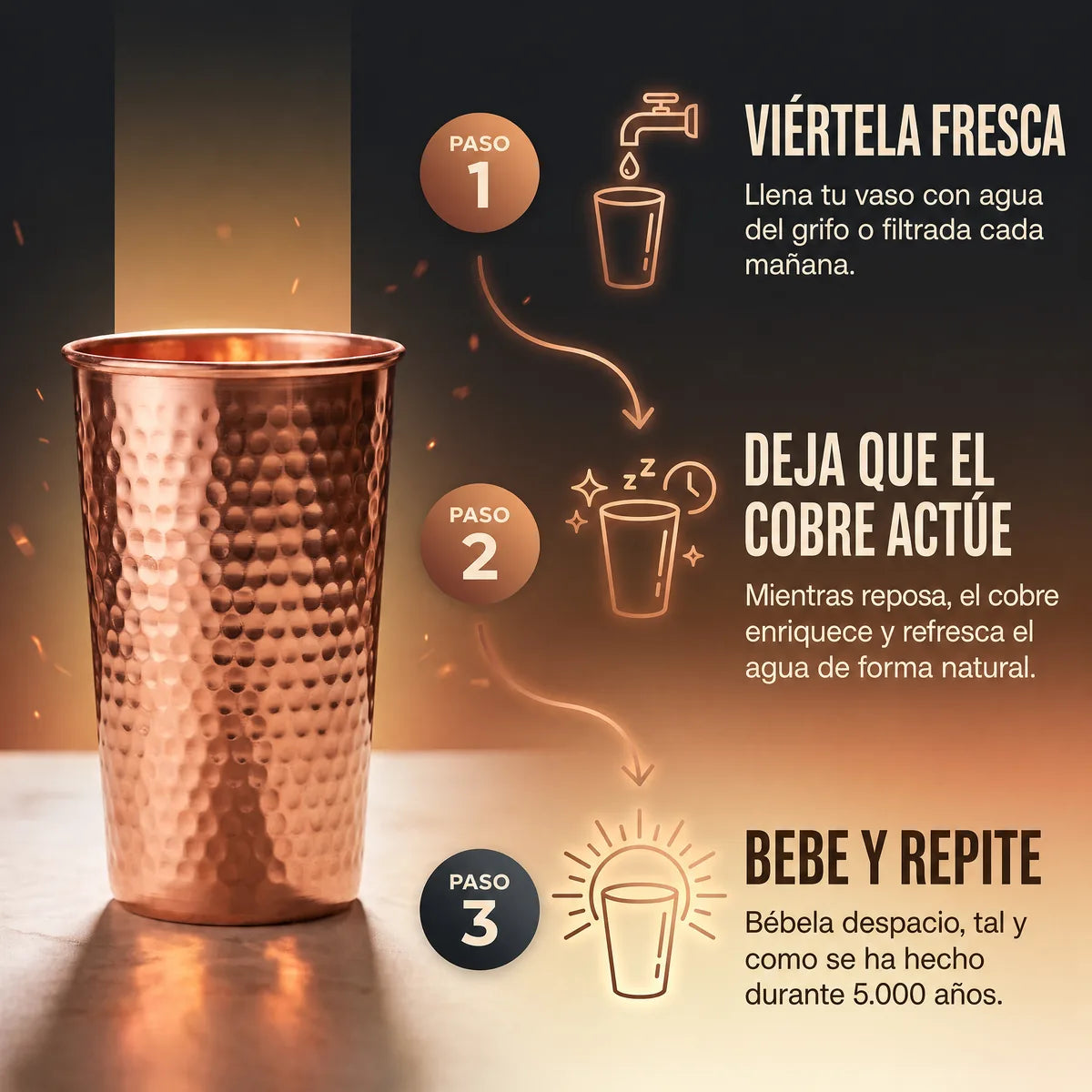 Vaso de cobre puro