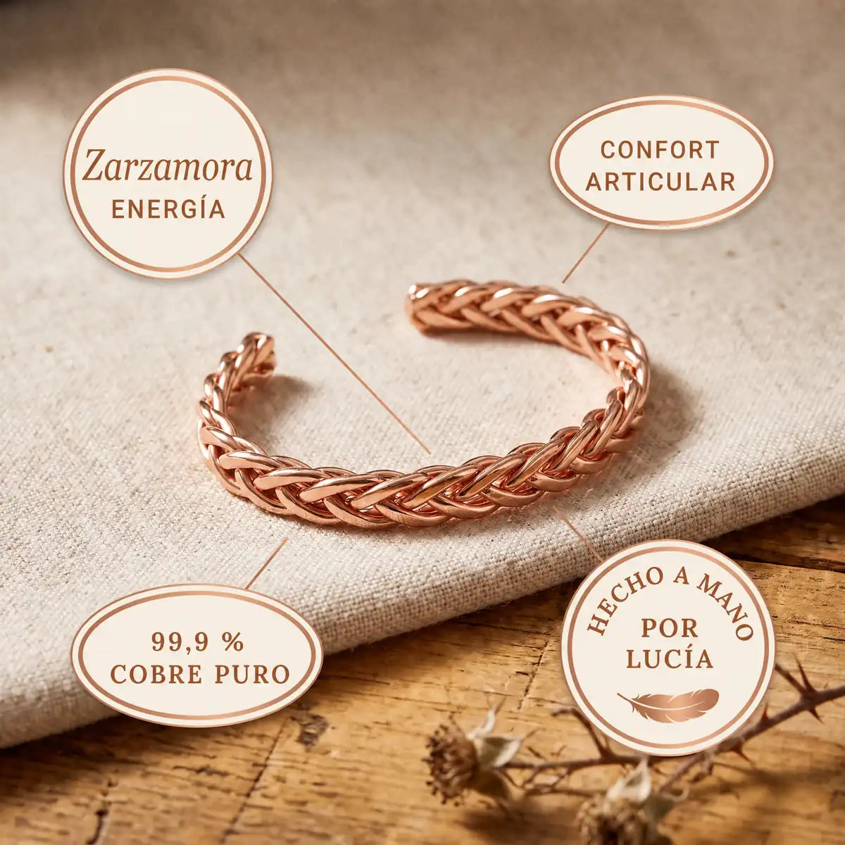 Pulsera de cobre Zarzamora